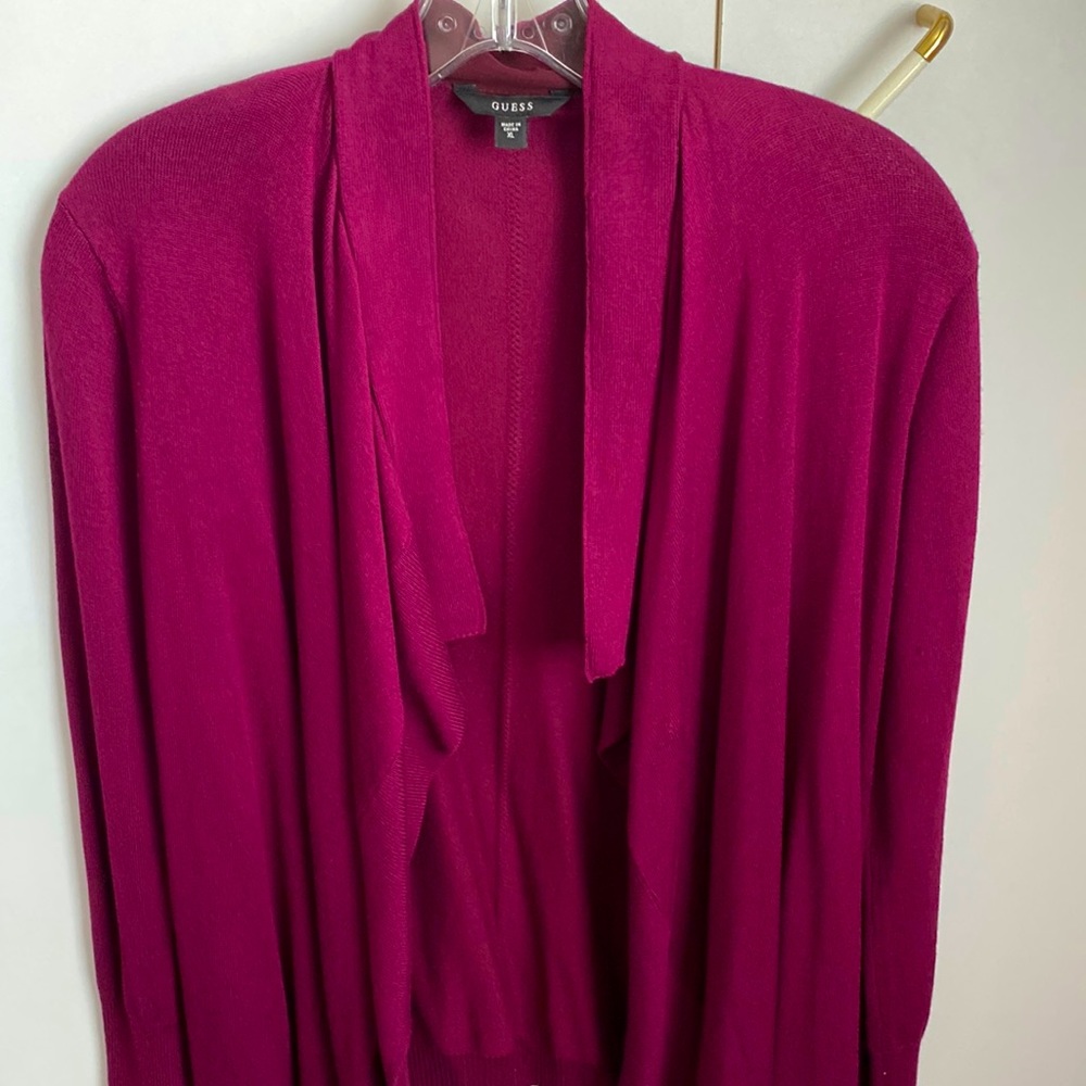 Burgundy purple cardigan for girls, by Guess